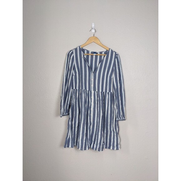 Old Navy Women's Blue White Stripe Button Front Shirt Dress Small - Picture 1 of 8